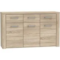 Newroom Sideboard Sonoma Eiche 136 cm, Sideboard Sonoma Eiche Modern Kommode Highboard Wohnzimmer