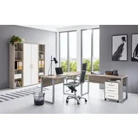 moebel-dich-auf Büromöbel-Set TABOR PRO Set 3, (abschließbar, Metallgriffe, 5-tlg., Winkelschreibtisch mit Rollcontainer + Aktenschrank + 2 Aktenregale), Made in Germany
