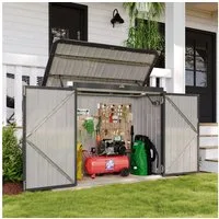 AOXUN Gerätehaus Mülltonnenbox & Schuppen aus Metall, 150x80x117cm, Schwarz, BxT: 150x80 cm, (1 St), Abschließbar, wetterfest, für Garten & Terrasse