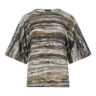 Strukturiertes, bedrucktes Oversize-T-Shirt mit Strickeffekt