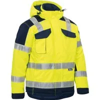 vizwell Arbeitsjacke Warnschutz Winter Arbeitsjacke Winterjacke neon Steppfutter mit effektivem Kälteschutz