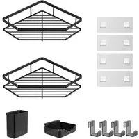LA CUTE Duschablage Badregal Duschablage Regal Aufbewahrung, 4-teiliges Duschregal-Set inkl. Seifenhalter & Zahnbürstendose, Rostfreier Edelstahl, ohne Bohren, wasserfest, mattes Design
