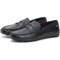 Tommy Hilfiger FLAG LEATHER DRIVER LOAFER Slipper Halbschuh, Schlupfschuh mit modischer Ziersteppung