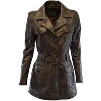 Zimmert Leather Ledermantel Sabina mit Ledergürtel, Brusttaschen, Schwarz, Braun, Cognac