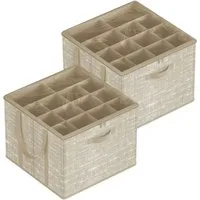 SONGMICS Schuhbox Boxen mit verstellbaren Trennwänden, 1/2 St, Schuhbox, für bis zu 16 Paar Schuhe, Griffe, transparenter Deckel