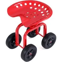 COSTWAY Rollsitz, Gartenhocker mit Rollen, 360° drehbar, höhenverstellbar