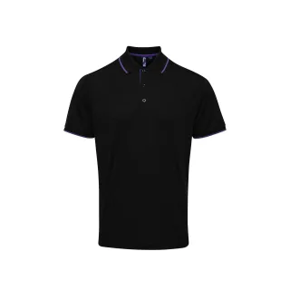 Premier Mens Contrast Coolchecker Poloshirt (Schwarz/Violett)