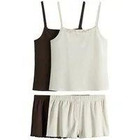 The Set Pyjama The Set Kurzer Pointelle-Schlafanzug, 2er-Pack (4 tlg)