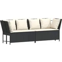 vidaXL Loungesofa Gartensofa mit Kissen Schwarz Poly Rattan, 1 Teile