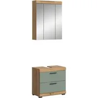 welltime Badmöbel-Set SIENA, 2 tlg., bestehend aus: Waschbeckenunterschrank, Spiegelschrank, (Set, 2-St., TOPSELLER), in verschiedenen Farben erhältlich, Badmöbel, Kombination, Badezimmer