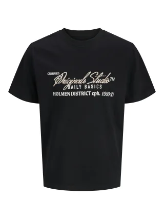 JACK&JONES - JORBEDFORD TYPO TEE SS CN black - Gr. - S