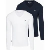 OMBRE Longsleeve 2er-Pack Herren Longsleeves mit V-Ausschnitt