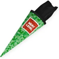 itenga Schultüte itenga Geschwisterschultüte 35cm "Pixel" mit Sticker "Next Level"