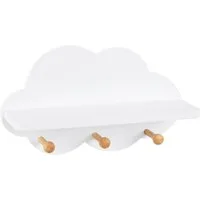 Woltu Wandregal, 1-tlg., Kinder Wolkenregal mit Haken, weiß