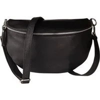 MIRROSI Bauchtasche Damen, Echtleder, Made in Italy, Umhängetasche, Brusttasche, (Schultertasche für jeden Anlass (1 Tasche & 1 Gurte), Crossbody Bag, Schwarz, gemusterten& verstellbaren Schulterriemen