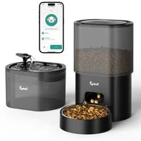 Rywell Katzen-Futterautomat 2-in-1 Futter- und Wasserspender für Haustiere, Intelligente APP-Steuerung, Frische-Versiegelung & Filtersystem