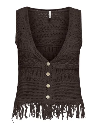 ONLY - ONLALIX SL FRINGE WAISTCOAT KNT - Gr. - L