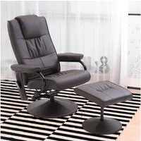 HOMCOM Massagesessel Fernsehsessel, Hocker, aus Kunstleder, Kann sitzen, um 360° drehen (Massagestuhl, 2-St., Relaxliege), für Wohnbereich, Braun