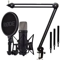 RØDE Mikrofon Rode NT1 5th Generation Mikrofon Schwarz mit Stativ-Arm, Vorteils-Set mit Ohrhörer