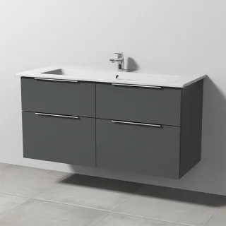 Sanipa 3way Keramik-Set Venticello Keramik-Waschtisch und Unterbau mit 4 Auszügen, Anthrazit-Matt UM32722