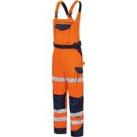 vizwell Arbeitslatzhose Warnschutz Latzhose Herren warnorange warngelb DIN zertifiziert, strapazierfähig, Knietasche aus Oxford-Material