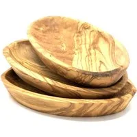 Olivenholz-erleben Dipschale oval aus edlem naturbelassenem Olivenholz, Massivholz, (Set, 3-tlg), Einzigartige Maserung, jede Schale ein Unikat, leichte Reinigung