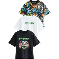 Next Print-Shirt Relaxed Fit Kurzarm-T-Shirts mit Grafik, 3er-Pack (3-tlg)
