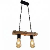 Licht-Erlebnisse Pendelleuchte LIRIEN, ohne Leuchtmittel, Balken Holz geflammt B: 34.5 cm H: 85 cm Rustikal 2-flammig für E27