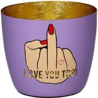 Giftcompany Windlicht Madras Windlicht M Love you too lila/gold 8,5cm