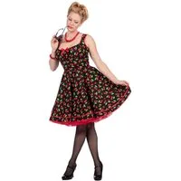 Karneval-Klamotten Kostüm 50er Jahre Damenkostüm Rockabilly Kleid Kirsch, Rock 'n Roll Kleid im Stil der 50er Frauenkostüm Karneval Fasching