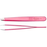 nippes Solingen Augenbrauenpinzette Profi-Pinzette Pink mit schräger Spitze, rostfrei, Edelstahl