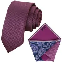 GASSANI Krawatte Herren-Krawatte Rips Fine Karo, z. Anzug Schmal Slim, Uni Seide Touch (Set, 2-St., Gepunktet, 2, Getupft, Paisley, Bunt, Geblümt, Schlips, Einstecktuch, Kariert) Blumen Blüten Punkte Dots Pünktchen Tupfen Tropfen Rauten, Seide Touch