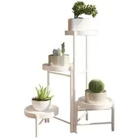 GarveeMore Blumenständer Neu Metall-Pflanzenständer Zusammenklappbares mehrstufiges Blumenregal, Kleine Topfpflanzen-Treppe Display-Regal Mit abnehmbaren Tabletts