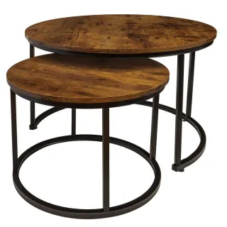 Begryf Couchtisch, Dunkelbraun, Schwarz, Holzwerkstoff, Metall, Vintage, Rund, 53x47x53 cm, Wohnzimmer, Wohnzimmertische, Couchtische