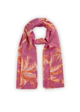 Leichter Schal aus feiner Bambus-Viskose mit Palmenmotiv pink - Gr. - ONE SIZE