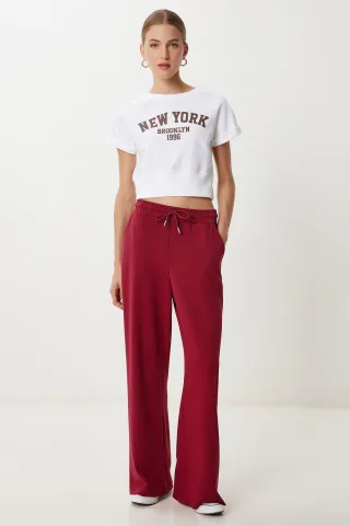 Weite Bein Sweatpants mit Kordelzugbund