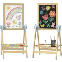AIYAPLAY Tafel Höhenverstellbar Magnetische Standtafel mit Papierrolle, Ablage, (Kreidetafel Kinder, 1-tlg., Kinder Staffelei), für Kinder 3-6 Jahre, Naturholz