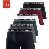 Jack & Jones Trunk JACCRISP im 6er Pack mit Logobund und Stretchkomfort (Packung, 6-St) unifarben mit Farbeinsatz, modisch, eng anliegend, Baumwollmischung