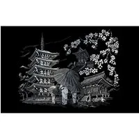 Pracht Bild PRACHT Kratzbild Kyoto Tempel silber 29x39cm