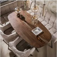 LEVEN Lifestyle Esstisch Esszimmertisch ESCANDI dänisch oval Akazie massiv braun, in 3 Größe erhältlich: 150 cm, 180 cm und 215 cm