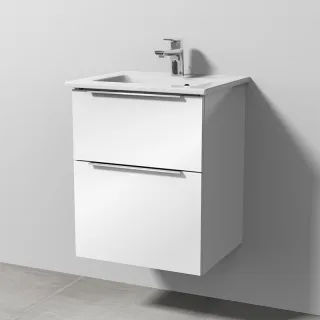 Sanipa 3way Keramik-Set Venticello Keramik-Waschtisch und Unterbau mit 2 Auszügen, Weiß-Glanz UF32078