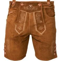 Steigenhöfer Manufaktur Trachtenlederhose Lederhose Herren Tracht kurz - Anton - 100% Rindsleder - Kurze Hose (Inklusive verstellbarer Träger) Traditionelle Echtlederhose - Ideal für Dein Oktoberfest Herren Outfit