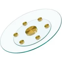 ANYSUN Tischplatte Glastischplatte,Zweistufige, drehbare runde Glasplatte. (Der obere Glasdurchmesser beträgt 61 cm, der untere 38 cm), Drehbare Glasplatte für Couchtisch – Transparent