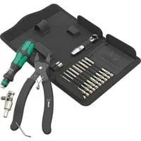 9532 Kettennieter Werkstatt-Set, 20-teilig, Werkzeug-Set schwarz/grün, inkl. Umschalt-Bitknarre, 1/4"