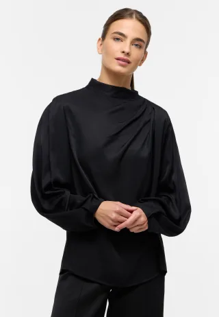 ETERNA - Viscose Shirt Bluse Viskose Langarm schwarz - Gr. - 44/Langarm