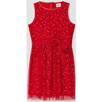s.Oliver Minikleid Kleid Ärmelloses Mesh-Kleid mit silbernen Pünktchen