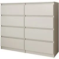 Beautysofa Kommode 100 cm LEMON mit 8 Schubladen (Moderne Schubladenkommode in Weiß oder Kaschmir, Kugelführungen), Sideboard Schlafzimmer Wohnzimmer