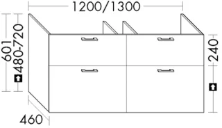 Burgbad WTU.-Schr. Sys30 PG1 Aqua 601x1300x460 Weiß Matt, WSDF130F1719 WSDF130F1719