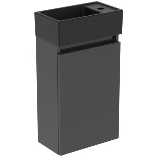 Ideal Standard Möbelpaket Eurovit+ HWB re.37cm Schw. u.Schrank 36cm m.Tür Hgl. grau lackiert, R0578T R0578TI