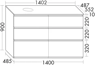 Burgbad Waschtischunterschrank Lin20 HGL 900x1402x552 Dunkelgrau Hochglanz, SGRB140LF5372 SGRB140LF5372